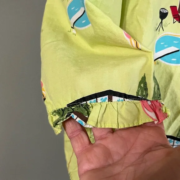 Vintage Nick & Nora Retro Outdoor Swimming Pool Flamingo Grass Mower Pajamas - Picture 6 of 9